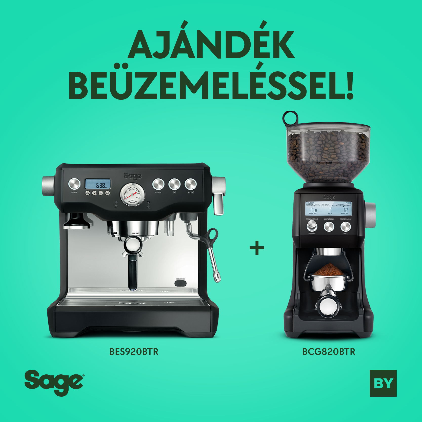 Sage BES920BTR - Dual Boiler + BCG820BTR őrlő