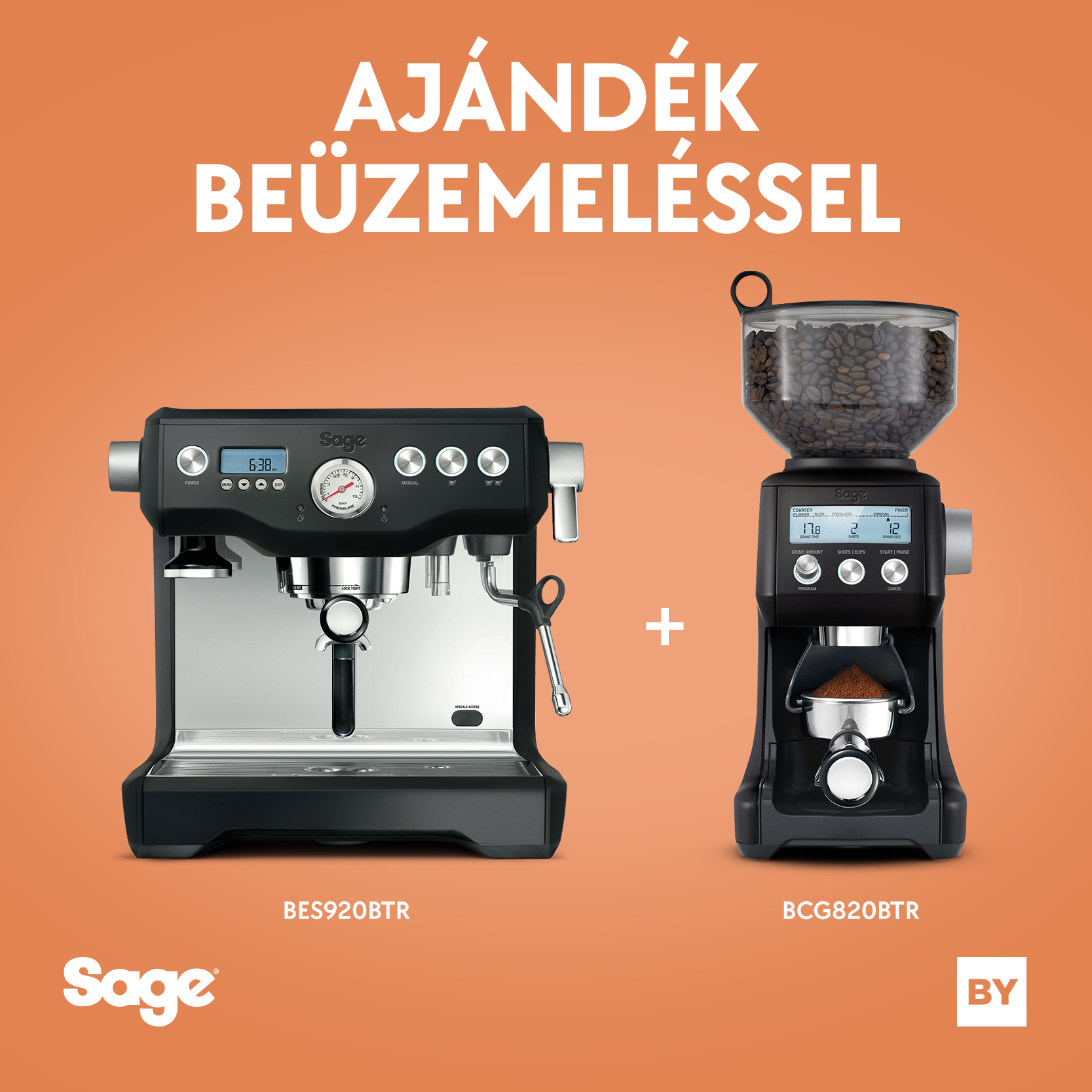 Sage BES920BTR - Dual Boiler + BCG820BTR őrlő
