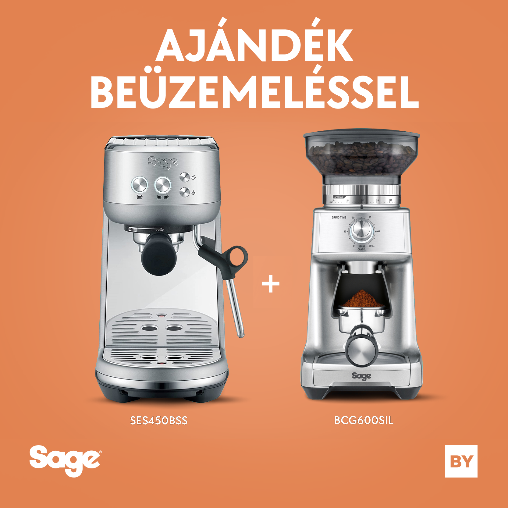 Sage SES450BSS - The Bambino® + Sage BGG600SIL - the Dose Control™ Pro