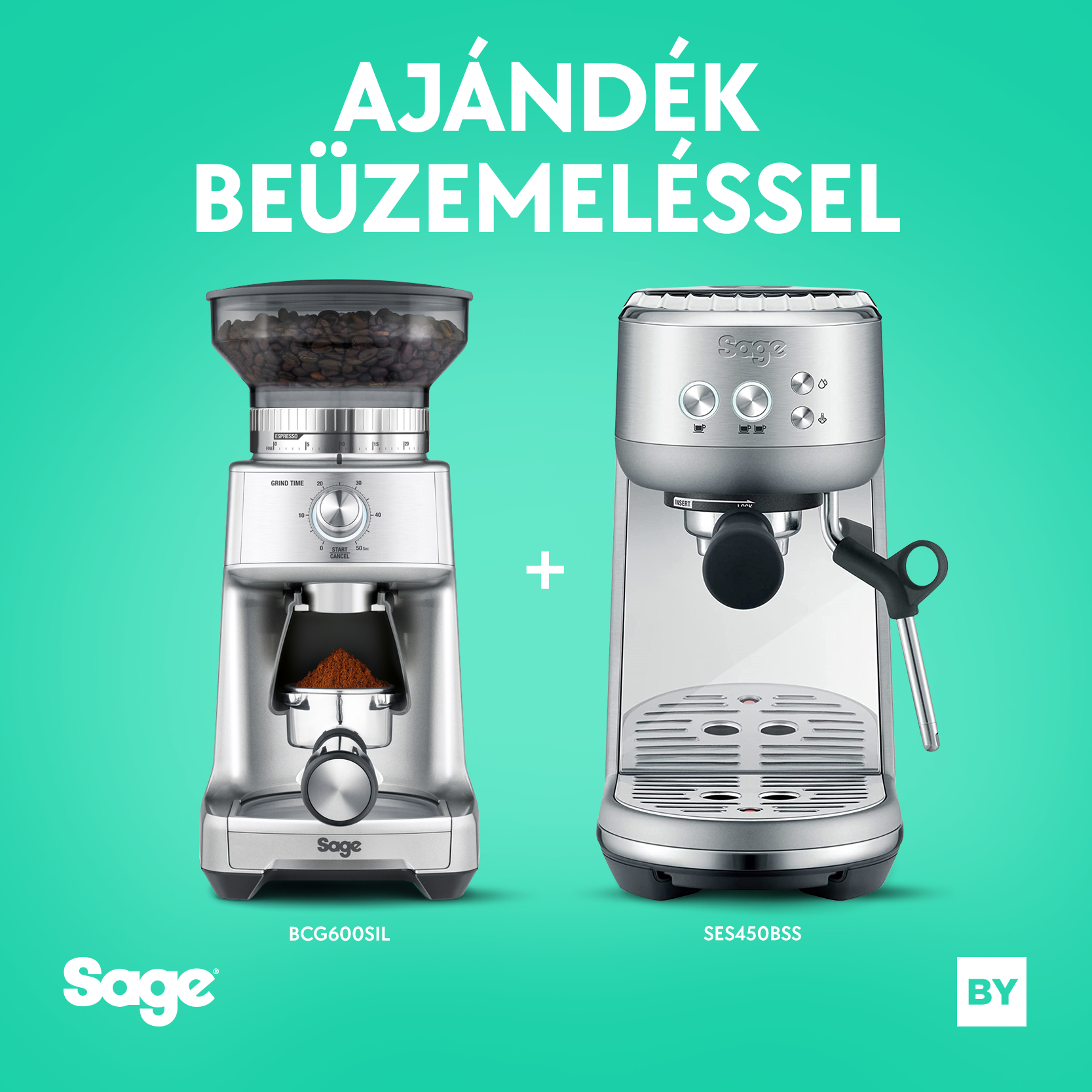 Sage SES450BSS - The Bambino® + Sage BGG600SIL - the Dose Control™ Pro