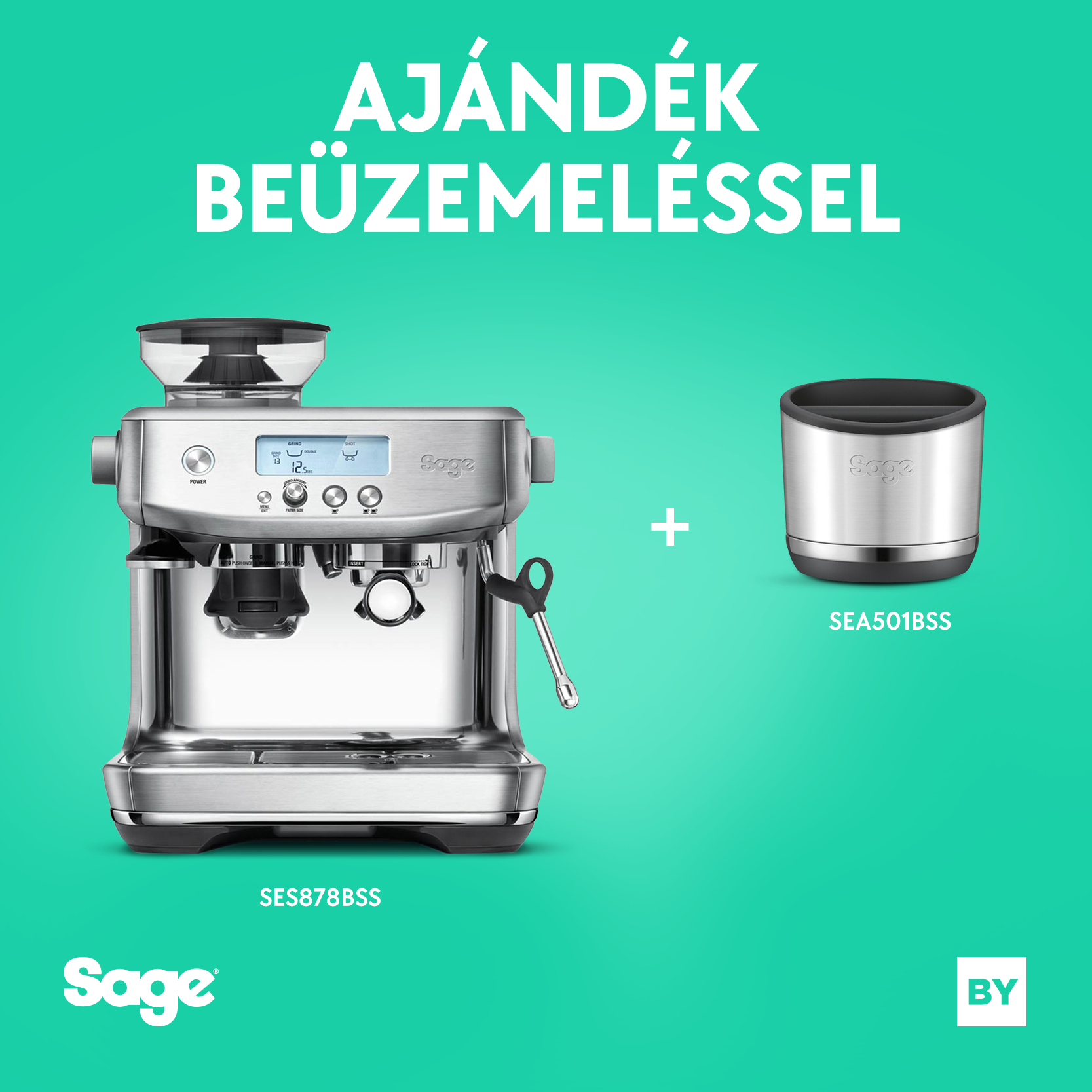 Sage SE878BSS - The Barista Pro + Sage SEA501BSS zacckiütő