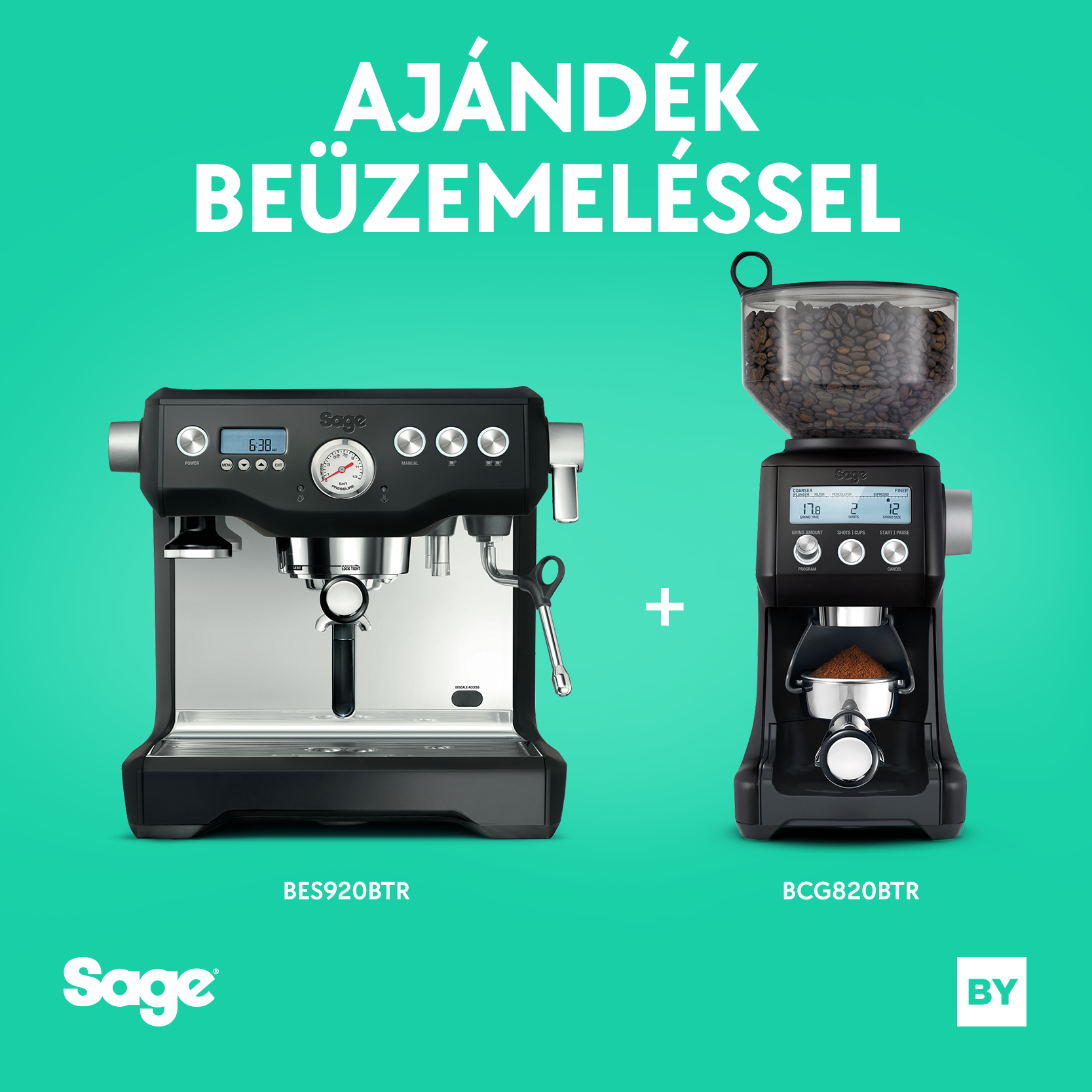 Sage BES920BTR - Dual Boiler + BCG820BTR őrlő